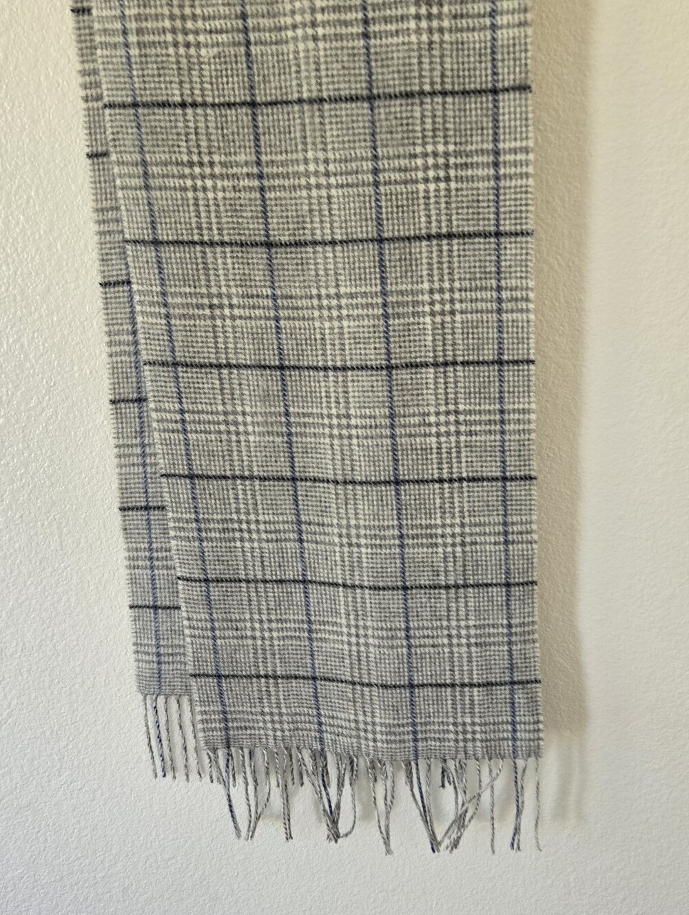 Enzo Mantovani Mens 100% Cashmere Scarf 12x60 in Fringe Light Grey Blue Luxery - Picture 6 of 13